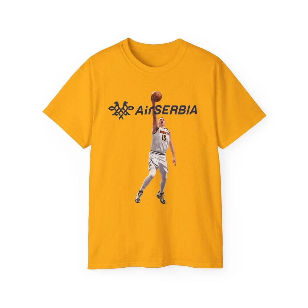 Nikola Jokic Air Serbia Shirt Design Nba Denver Nuggets Gold Blue Ltd